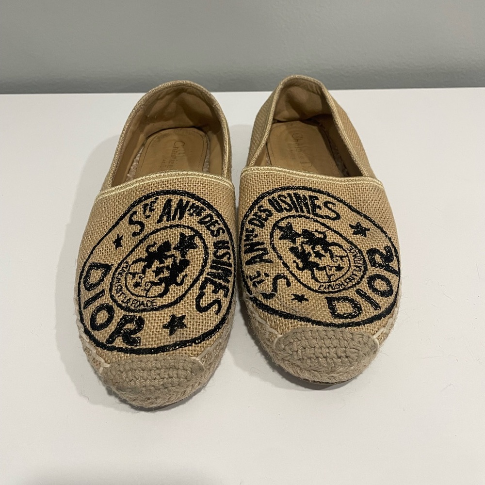 Dior Tan Woven Espadrilles